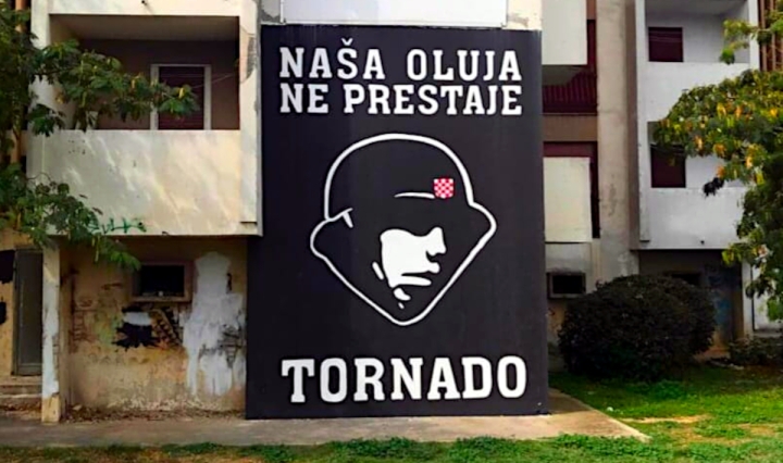 Wandgemälde eines Ustaša-Soldaten in Zadar, Kroatien